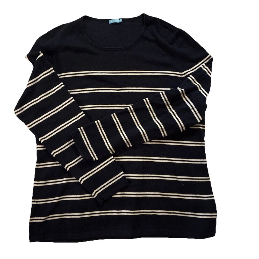 J. McLaughlin Women’s Blue Stripe Lightweight Pullover Sweater Size XL